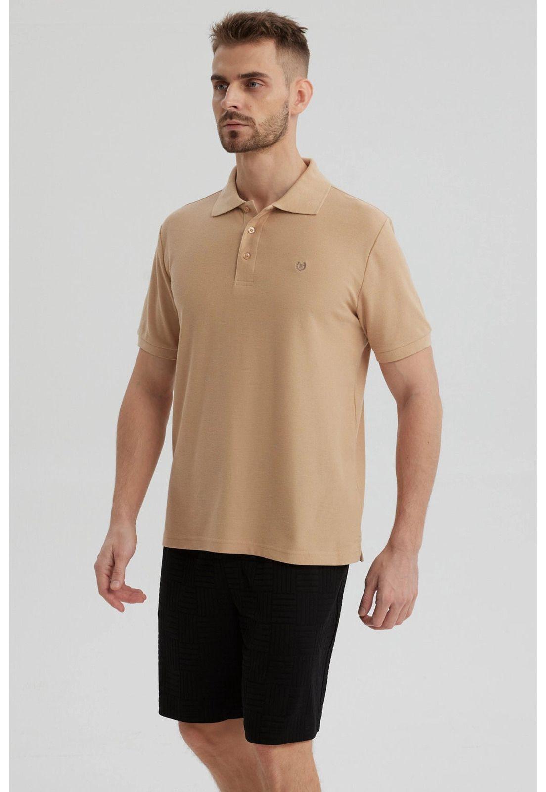 Polera Hombre Piqué Básica Lisa Kaki - ll-1