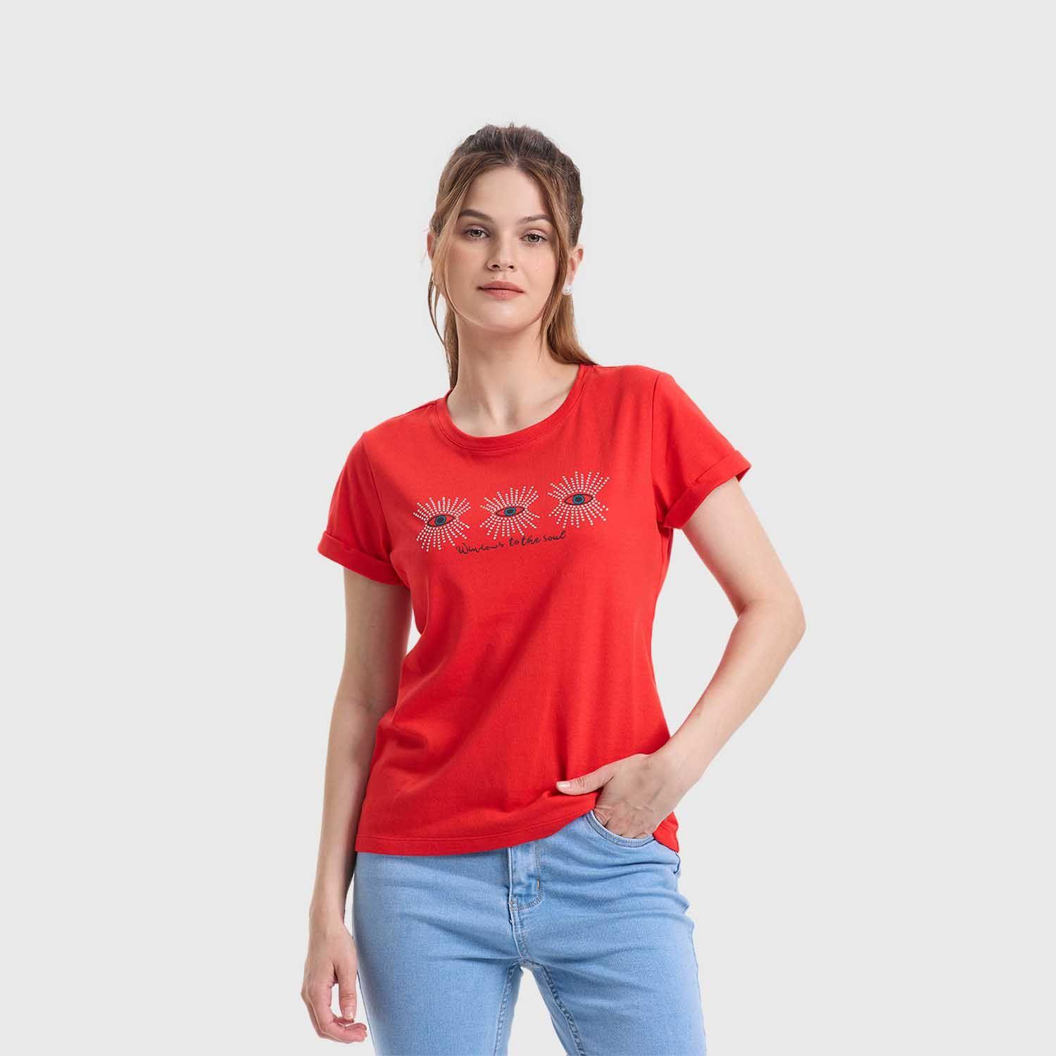 Polera Mujer Gráfica Roll Up Rojo Fashion's Park-1