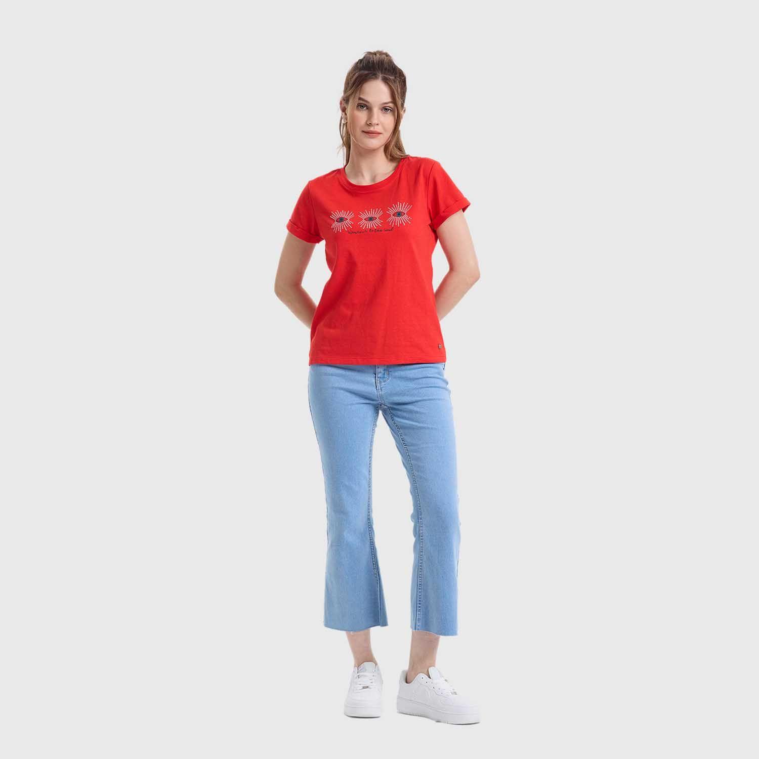 Polera Mujer Gráfica Roll Up Rojo Fashion's Park-3