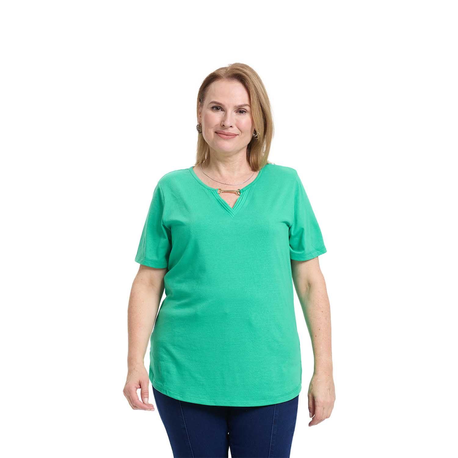 Polera Mujer Lisa Apertura Menta Oscuro Fashion's Park-0