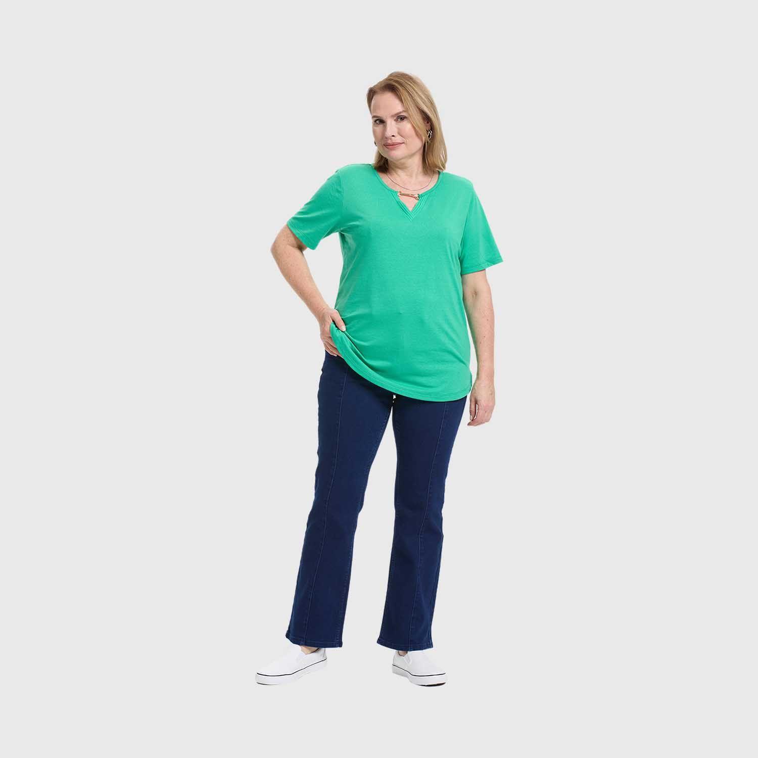 Polera Mujer Lisa Apertura Menta Oscuro Fashion's Park-3
