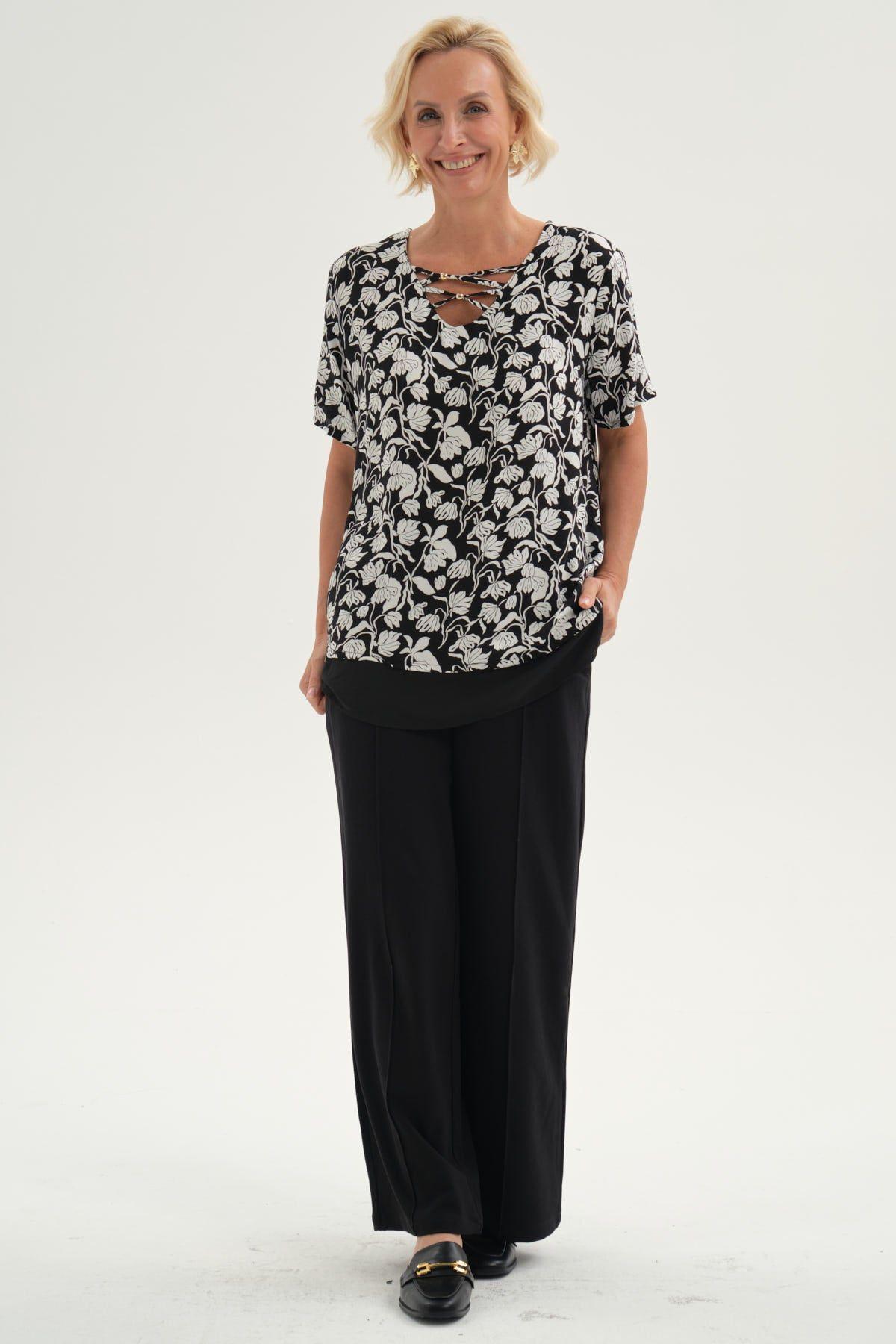 Blusa Mujer Blusa Detalle Escote Negro-3