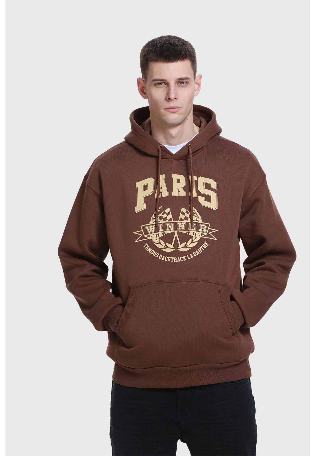 Polerón Hombre Print College Chocolate - ll-0