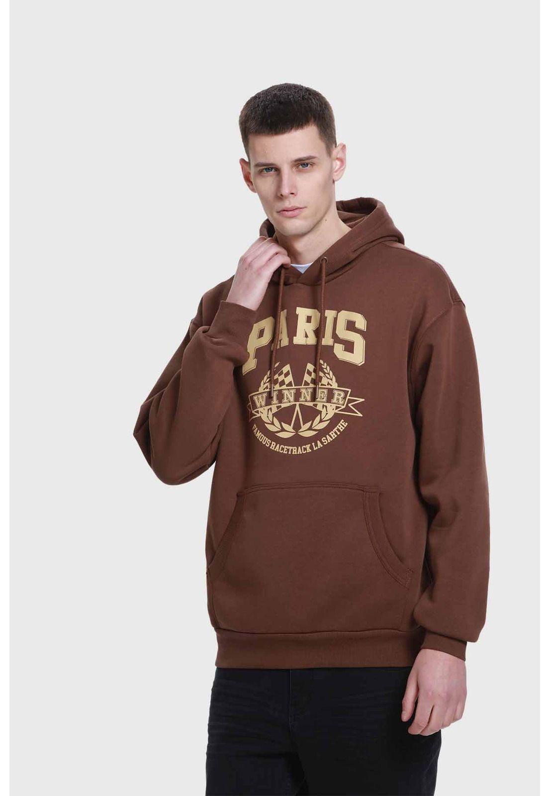 Polerón Hombre Print College Chocolate - ll-1