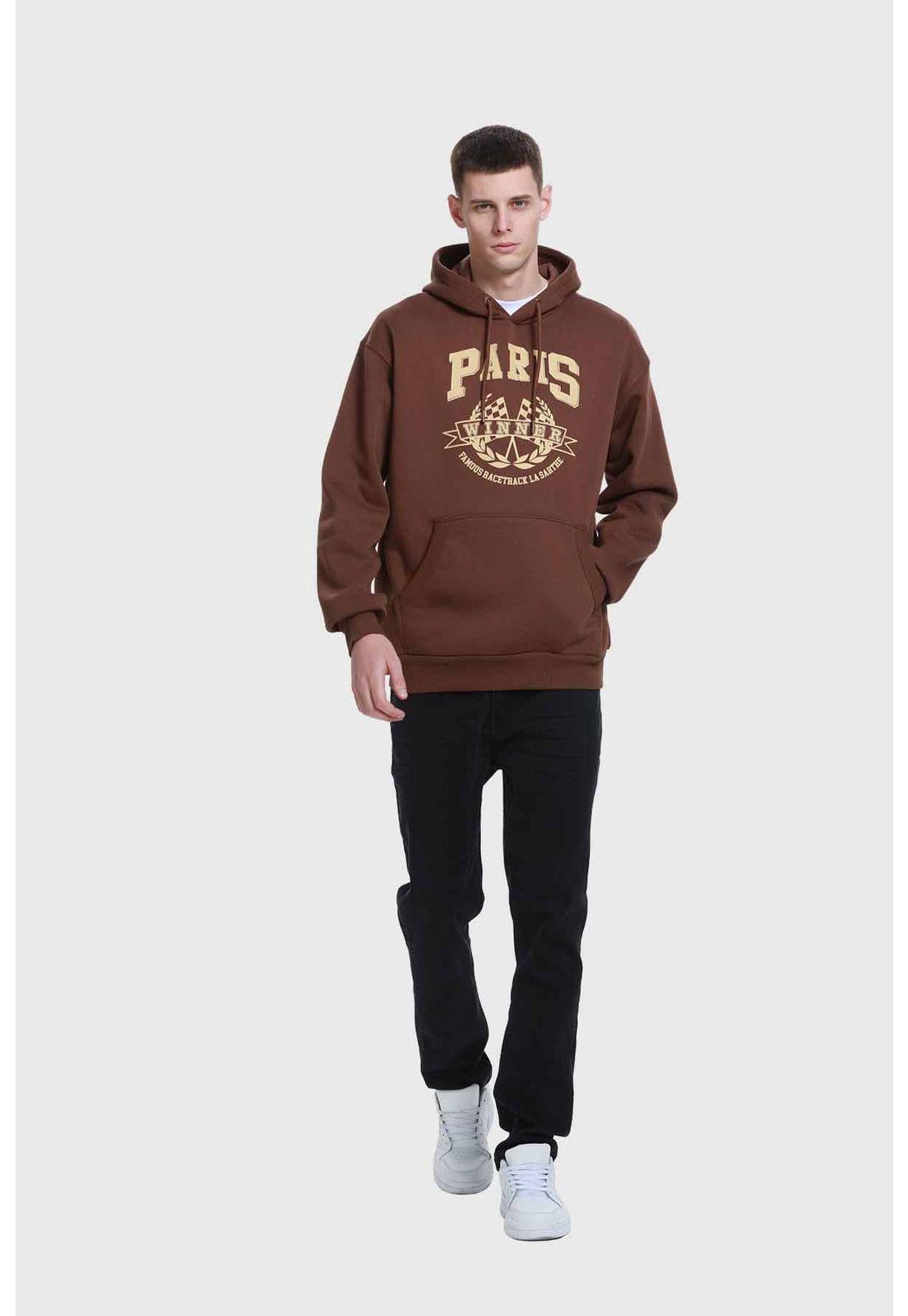 Polerón Hombre Print College Chocolate - ll-3