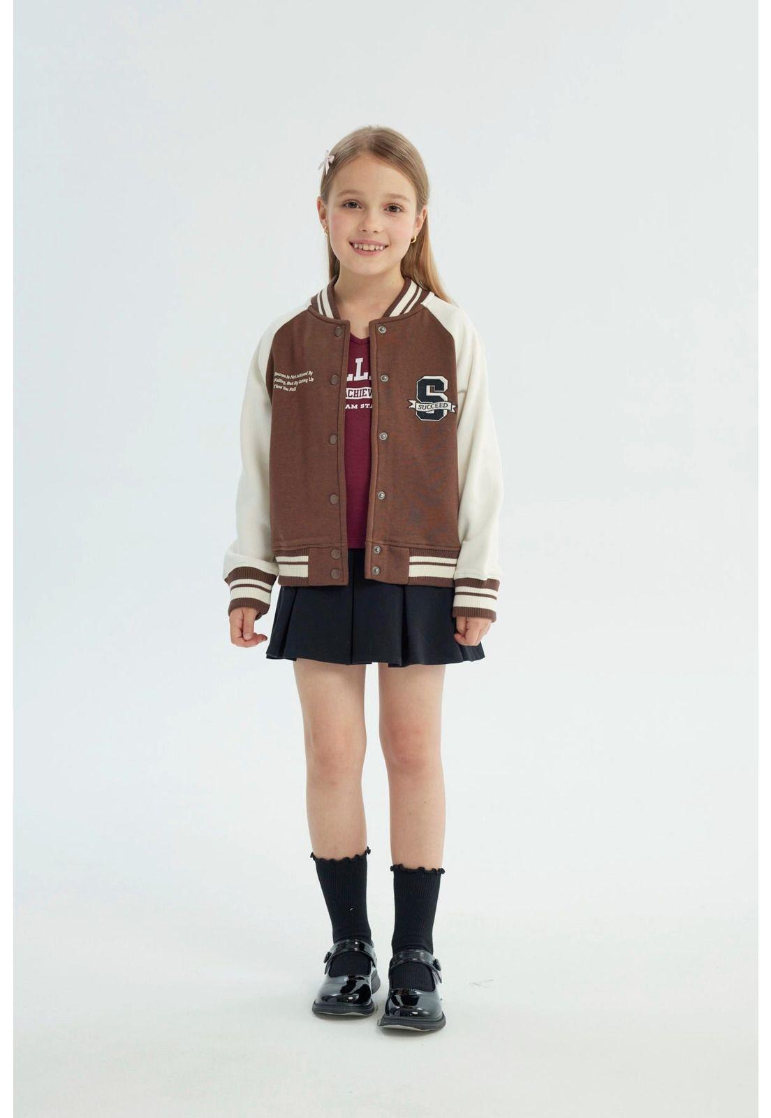 Chaqueta Niña Oversize Café-3