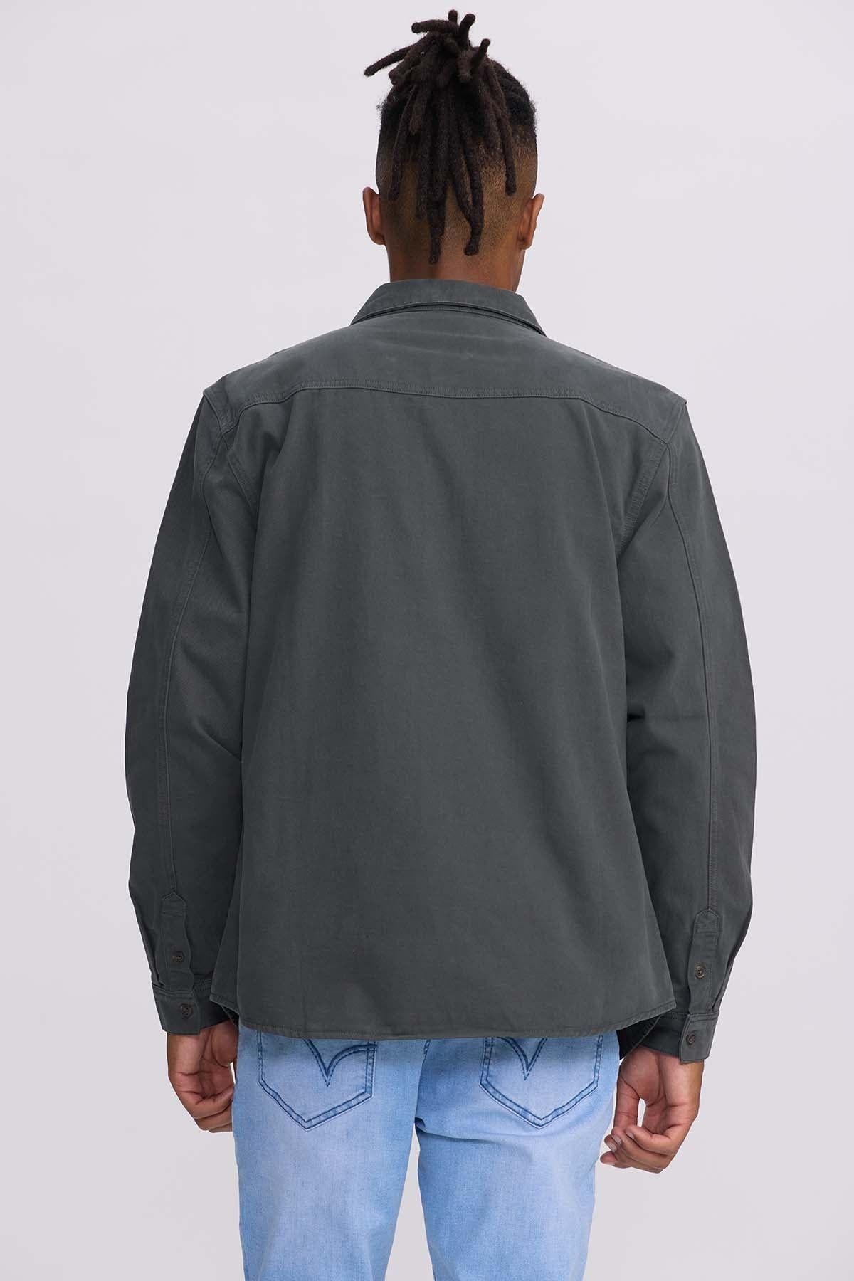 Camisa Hombre Denim Color Verde Militar-2