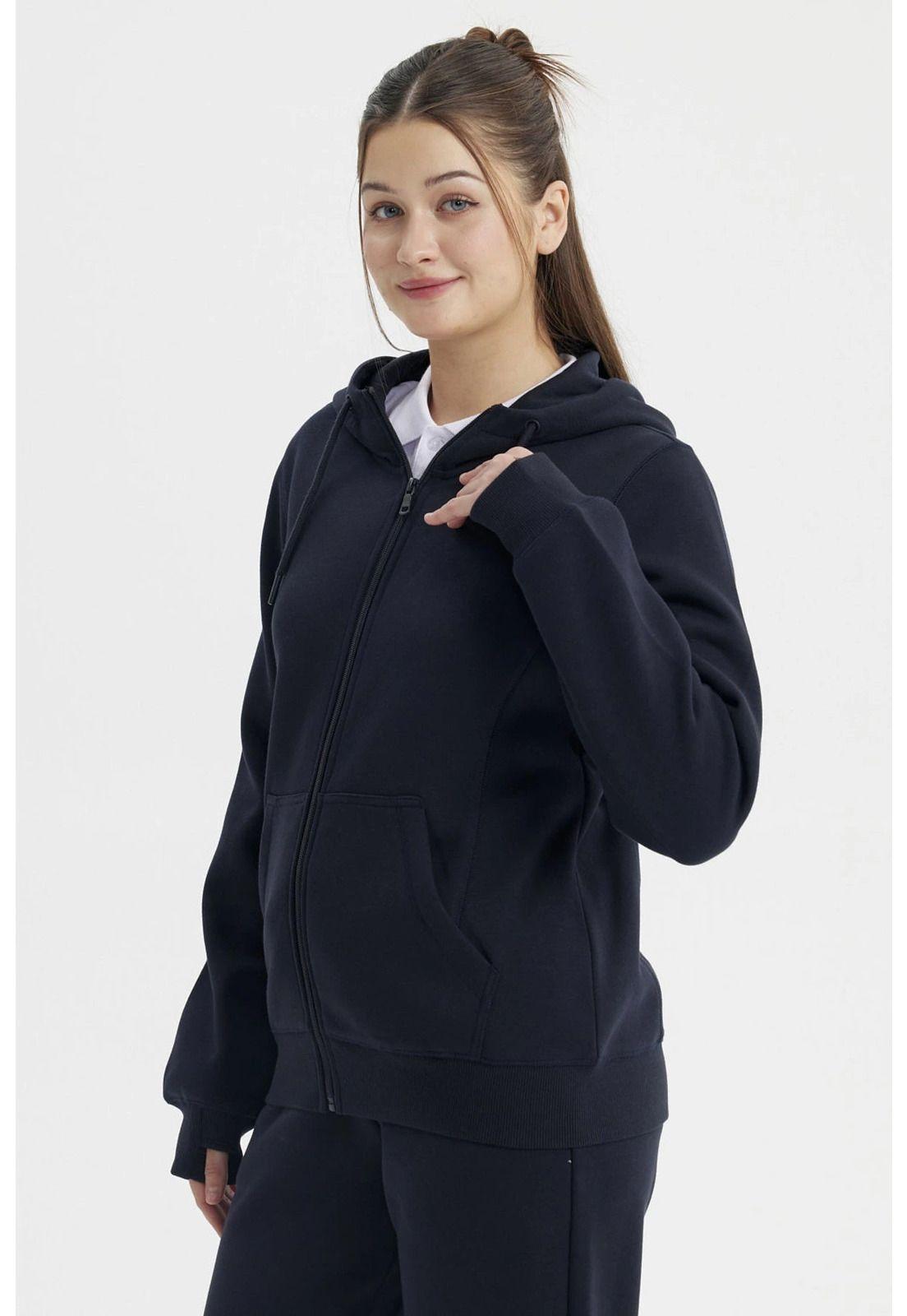 Polerón Escolar Mujer Full Zipper Azul Marino-1