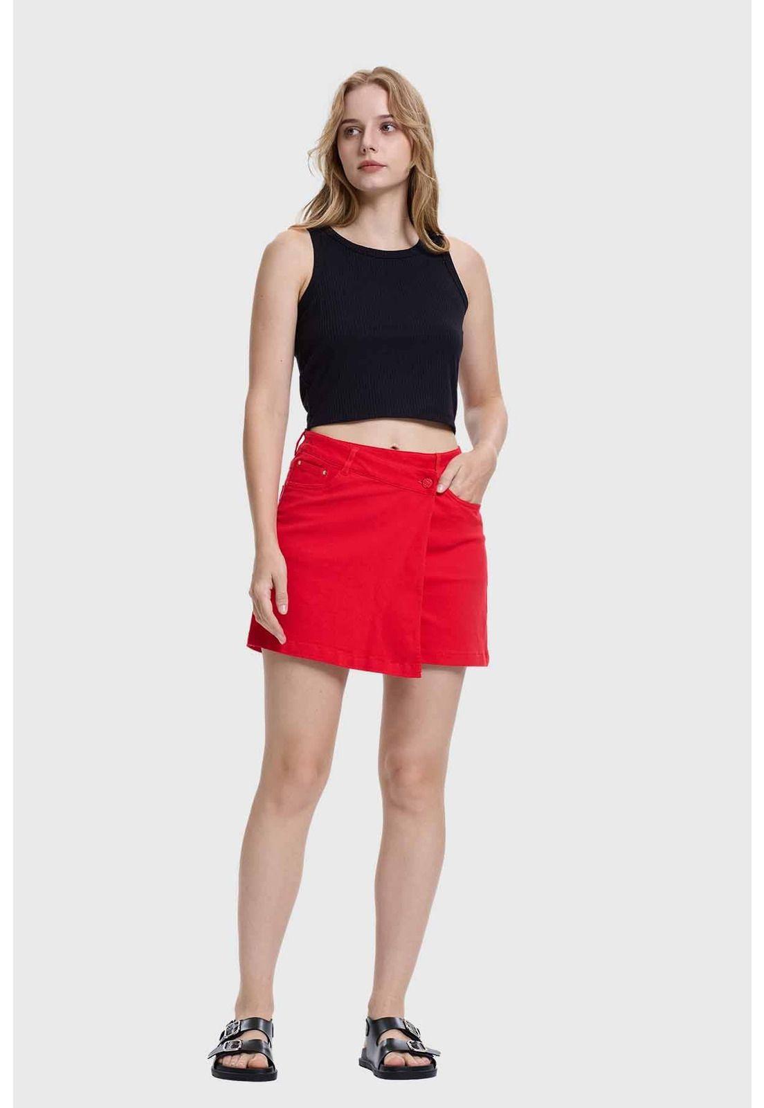 Falda Mujer Short Rojo-3