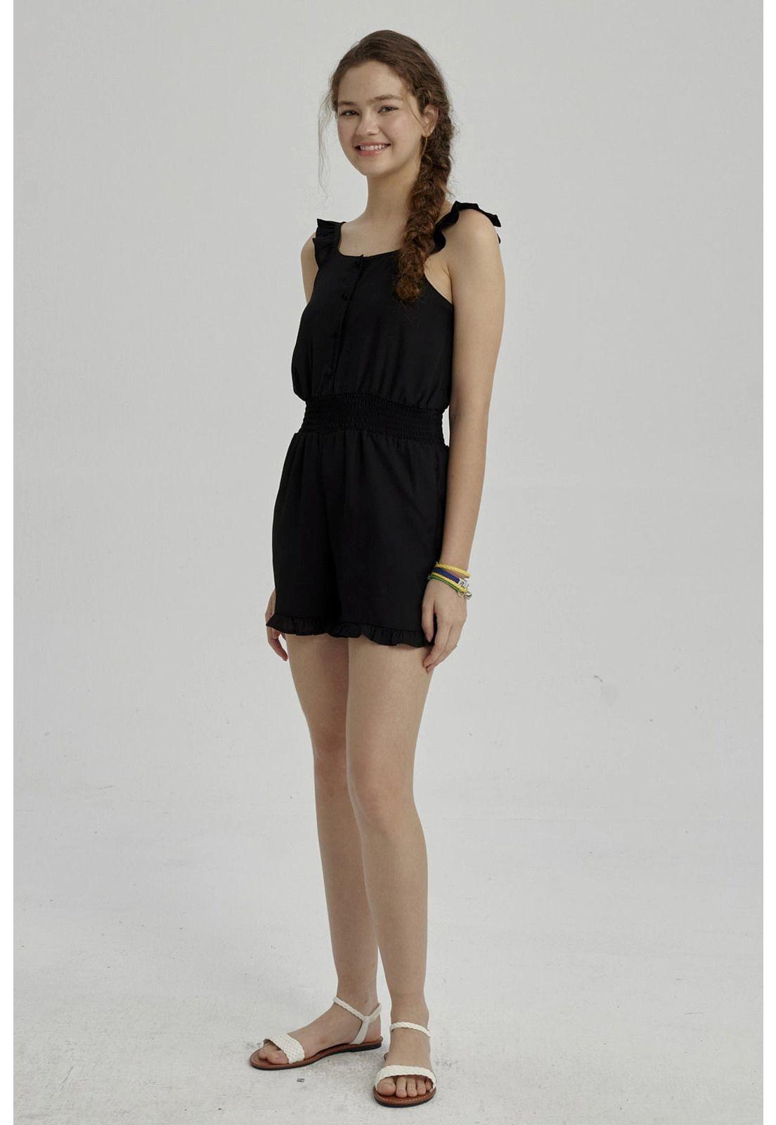 Enteritos Niña Corto Cintura Negro-2