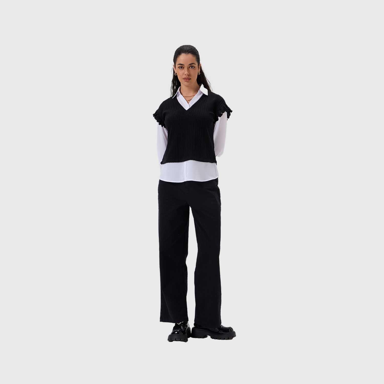 Sweater Mujer Vuelo Negro / Blanco Fashion's Park-3