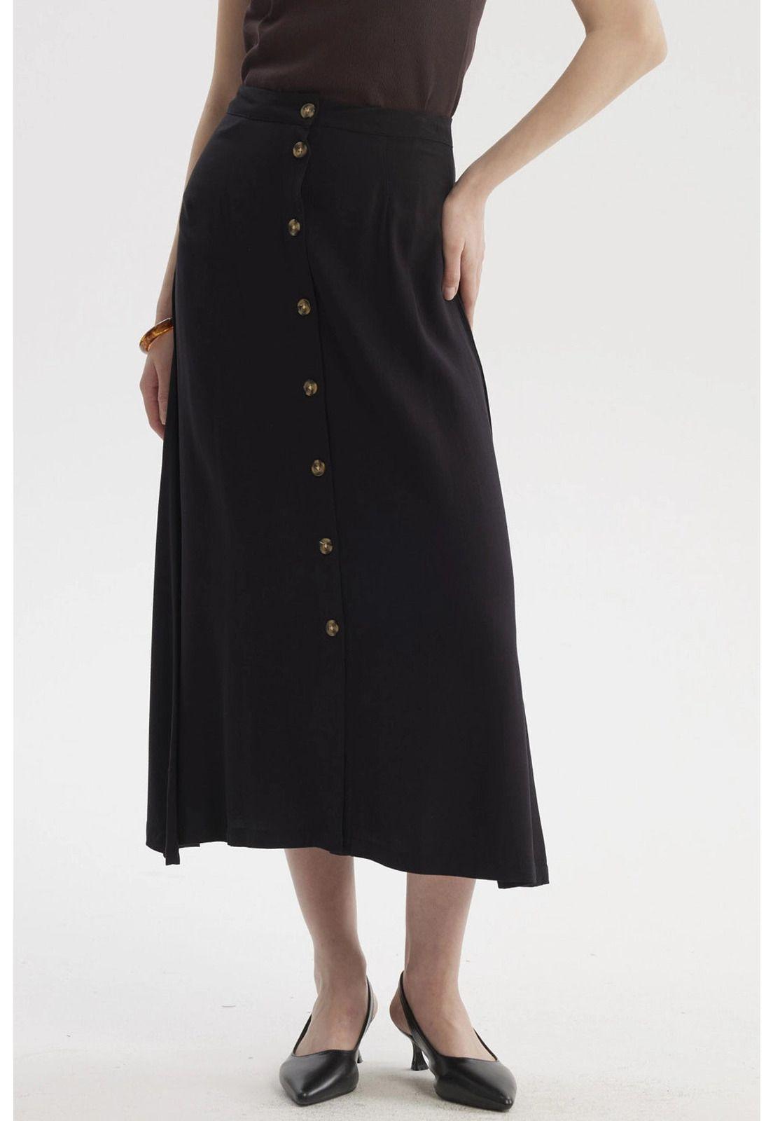 Falda Mujer Midi Negro-0