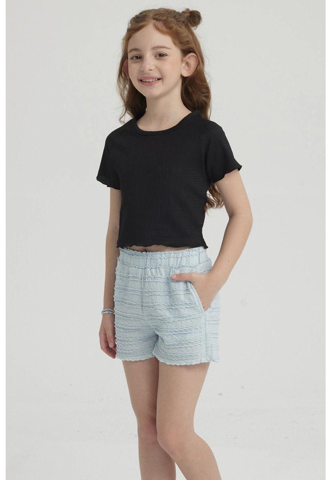 Polera Niña Lisa Textura Negro-1