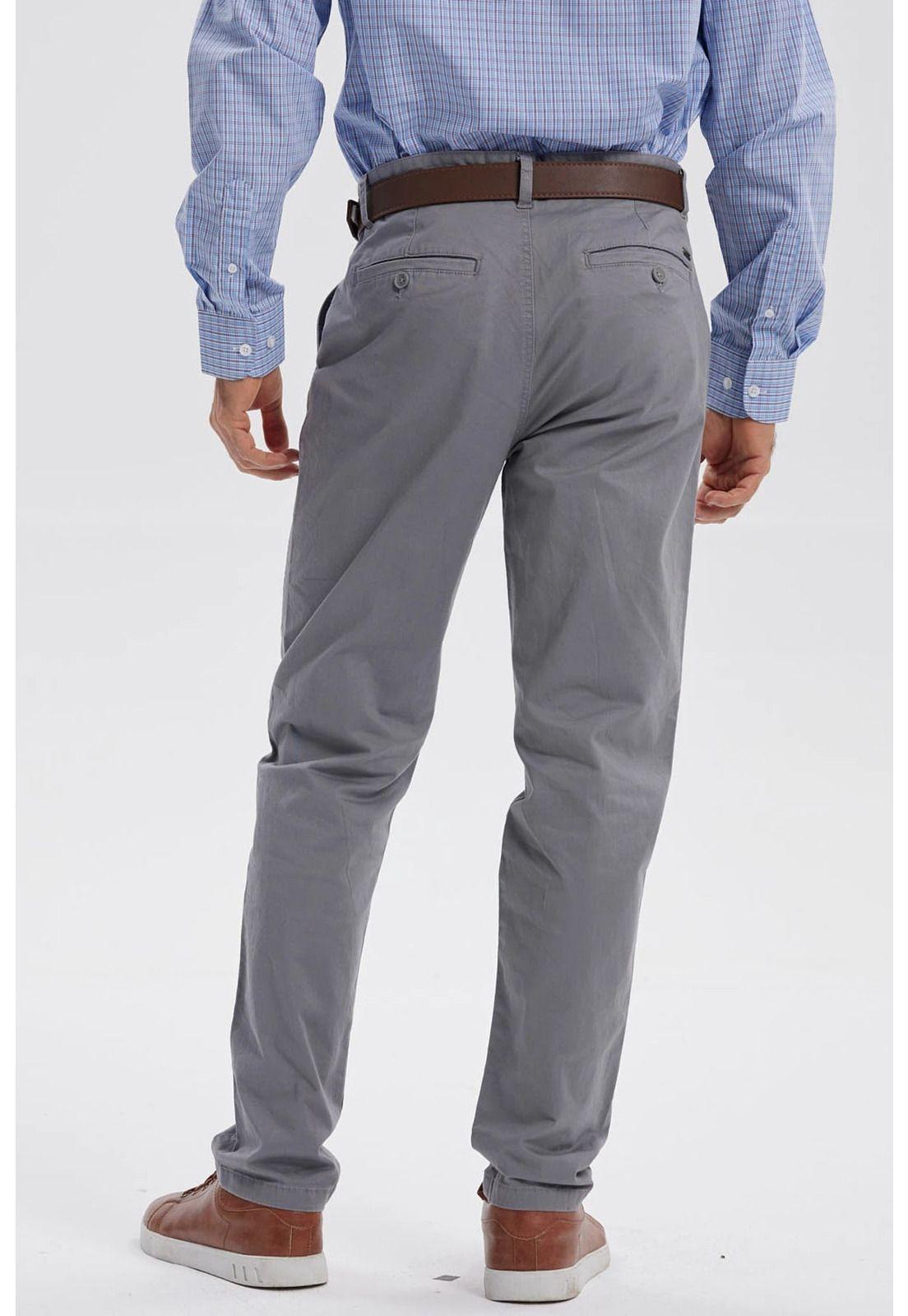 Pantalón Hombre Chino Cinturón Gris Claro - ll-2