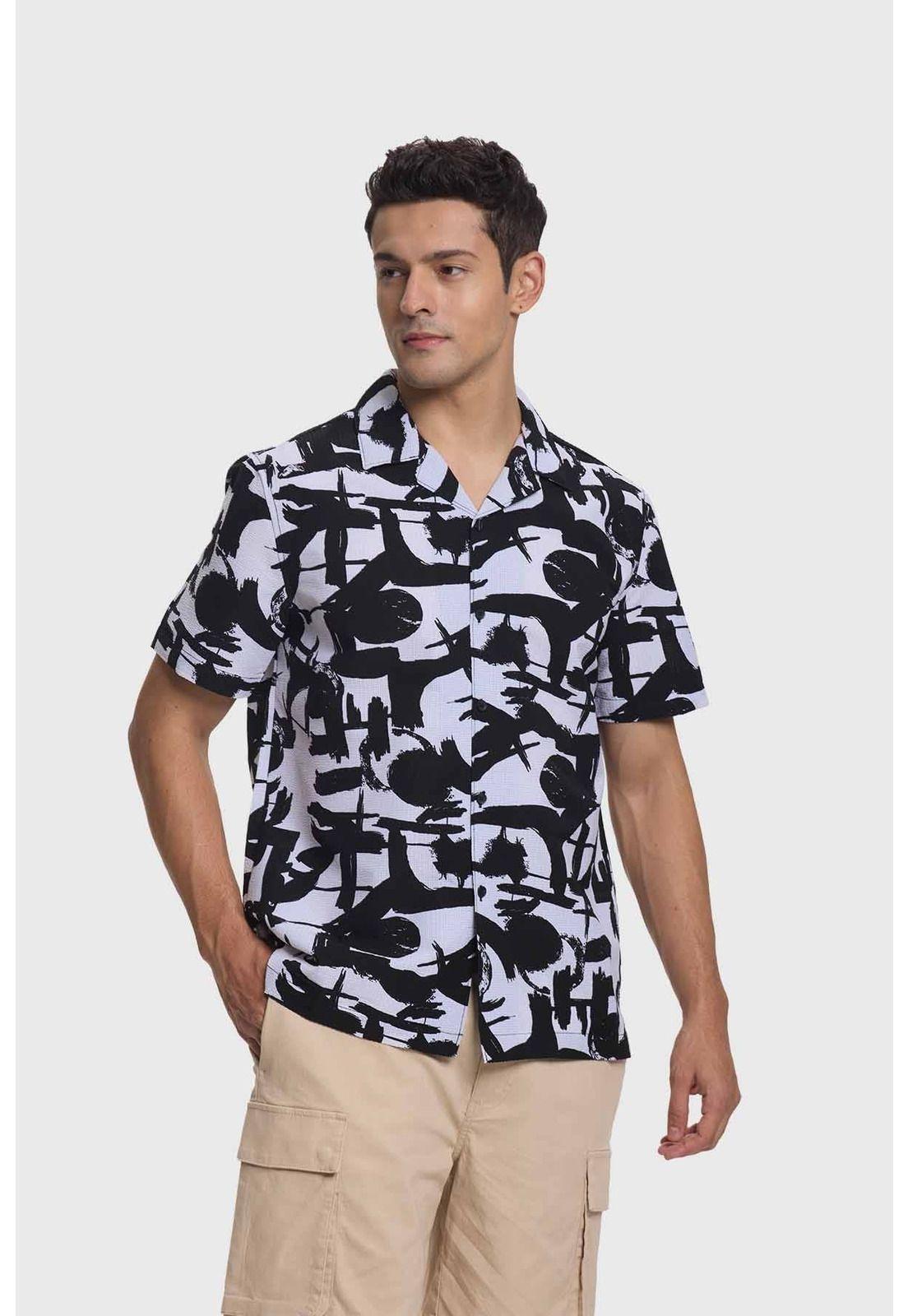 Camisa Hombre Guayabera Print Blanco-0