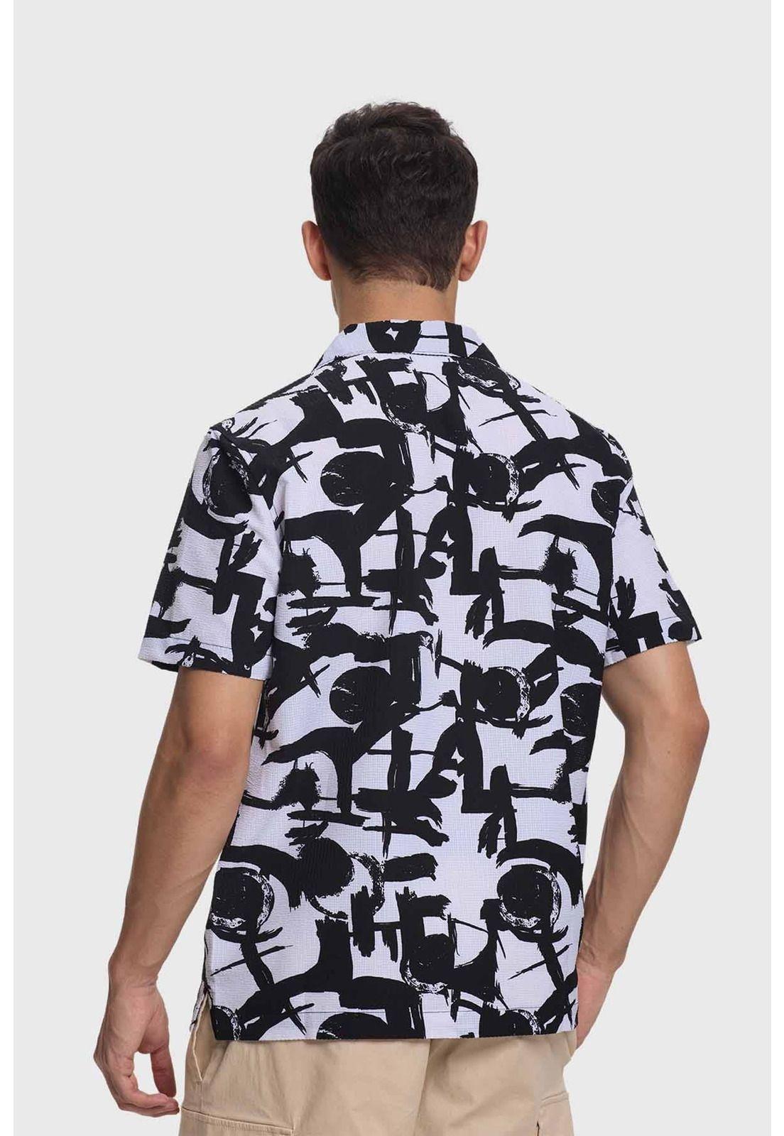 Camisa Hombre Guayabera Print Blanco-2