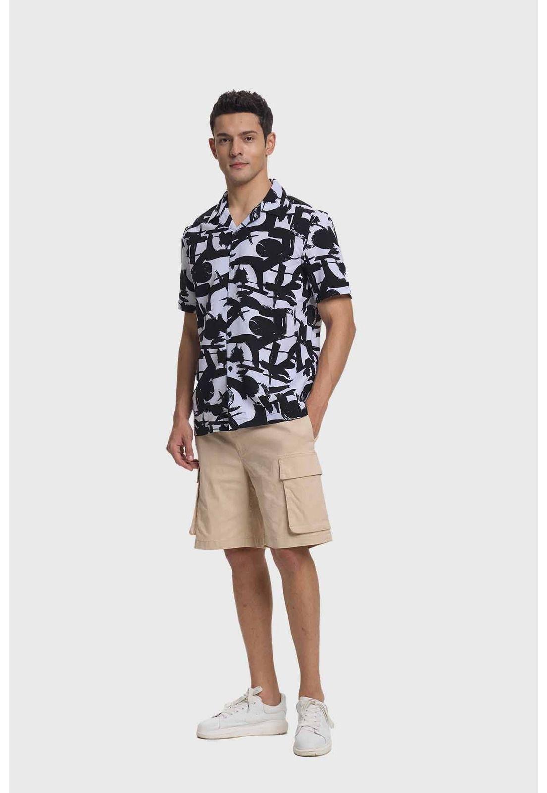 Camisa Hombre Guayabera Print Blanco-3