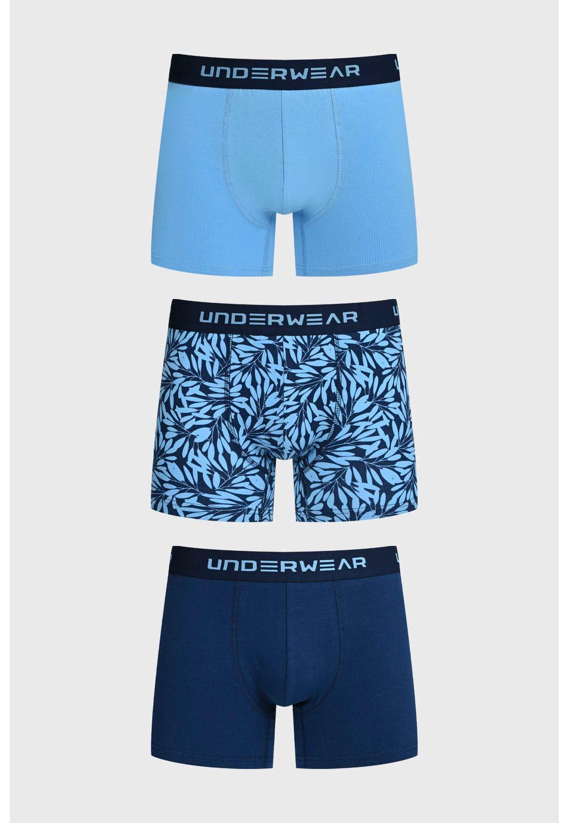 Bóxer Hombre Tripack Liso Azul - Vl-0