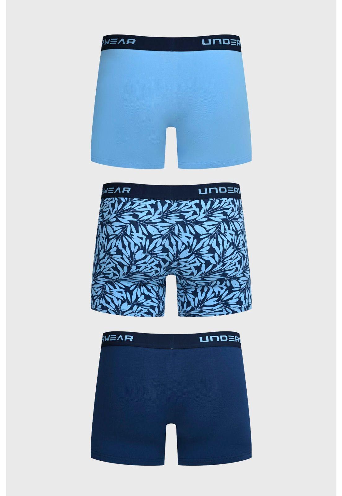 Bóxer Hombre Tripack Liso Azul - Vl-1