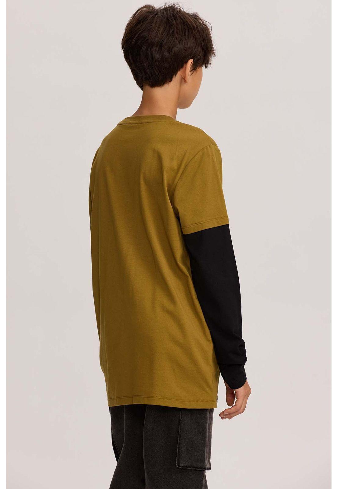 Polera Niño Doble Manga Básica Verde-2