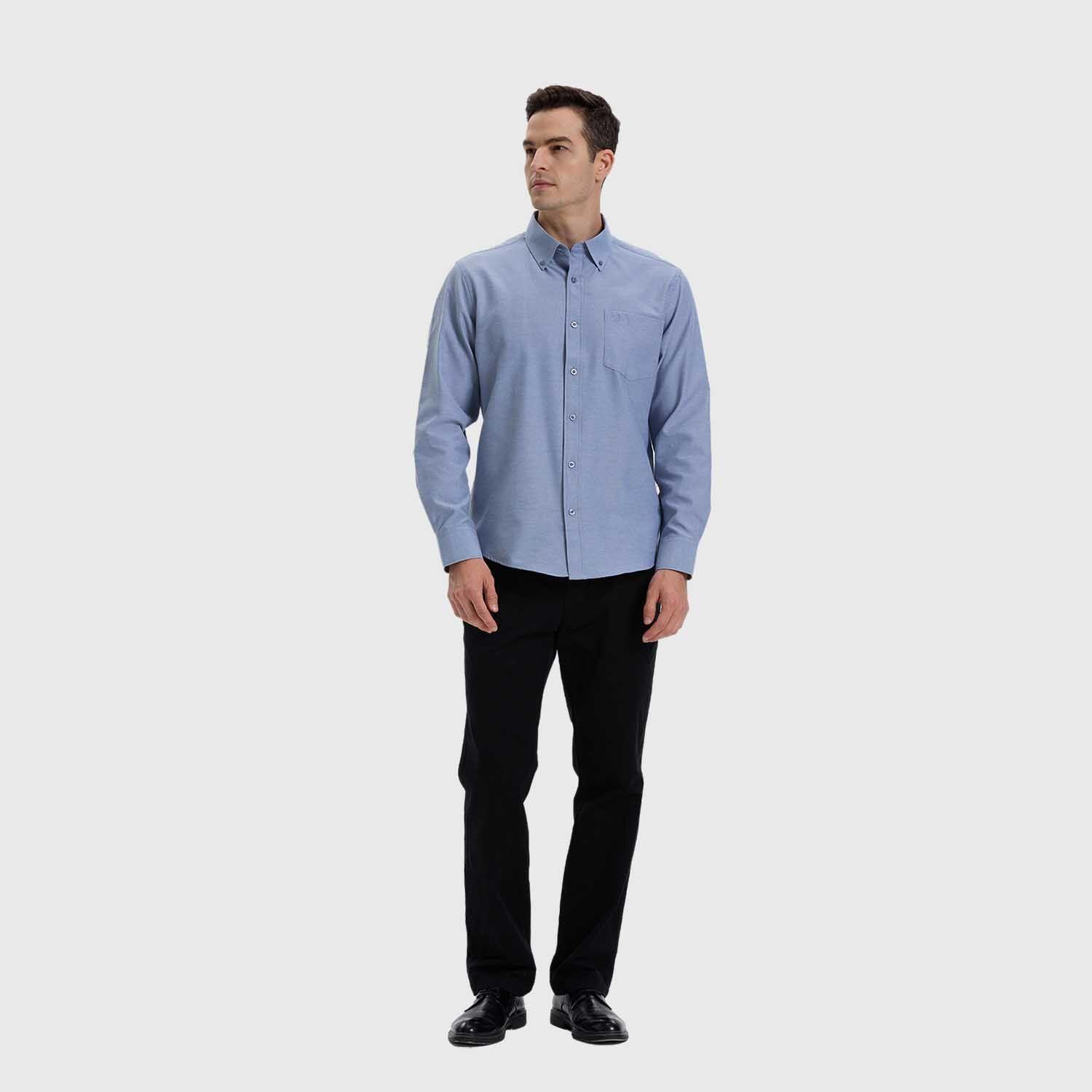 Camisa Hombre Oxford Gris-3
