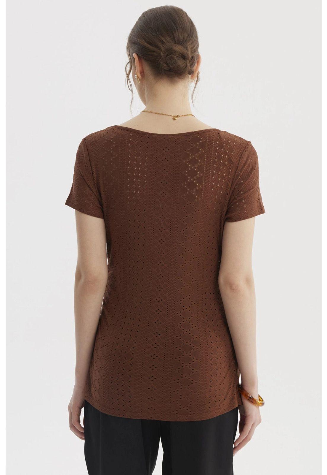 Polera Mujer Escote Cuadrado Café Oscuro-2