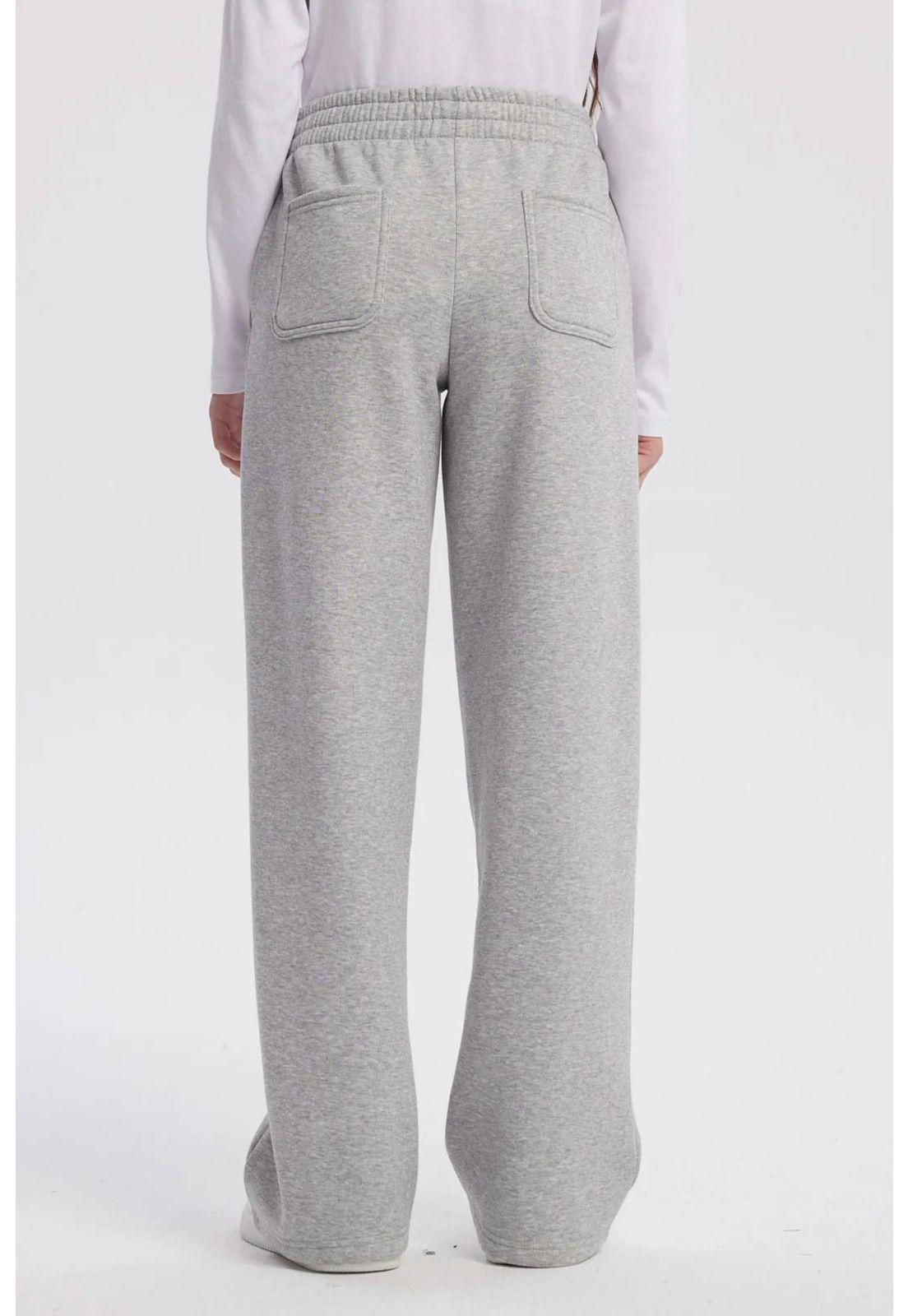 Pantalón Buzo Niña Wide Leg Gris Melange - ll-2