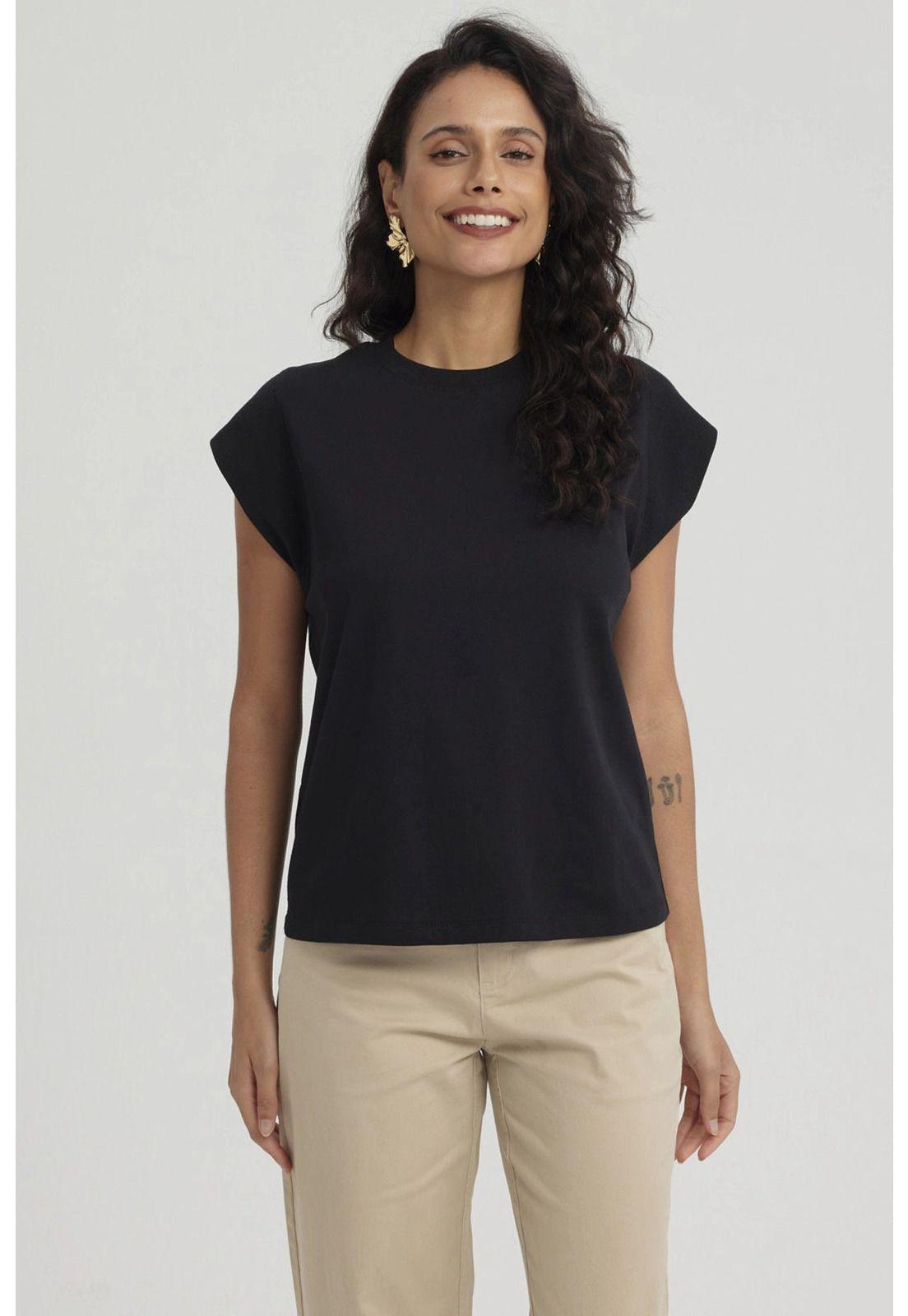Polera Mujer Aplicación Rib Negro-0