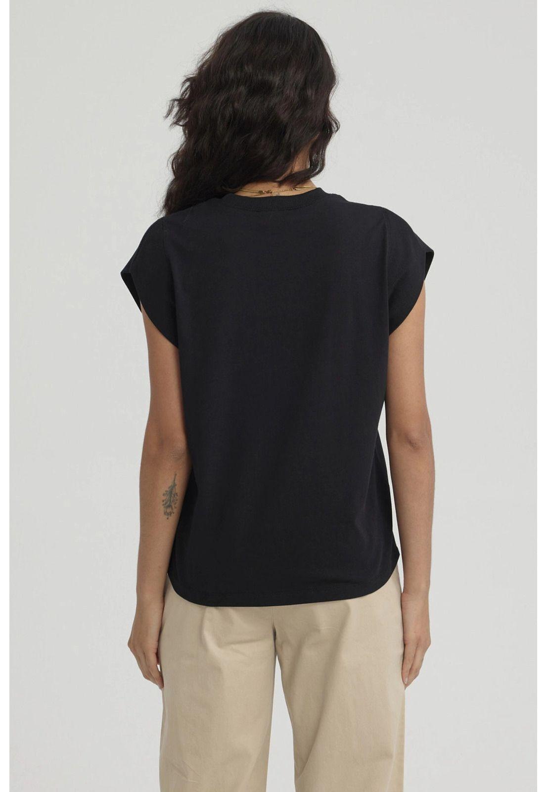 Polera Mujer Aplicación Rib Negro-2