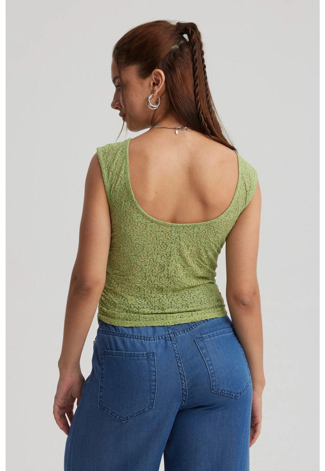 Polera Mujer Encaje Verde-2