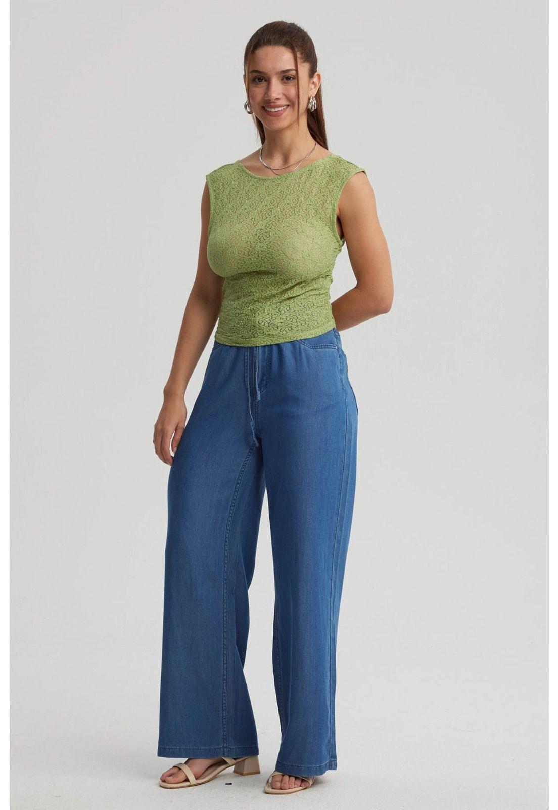 Polera Mujer Encaje Verde-3