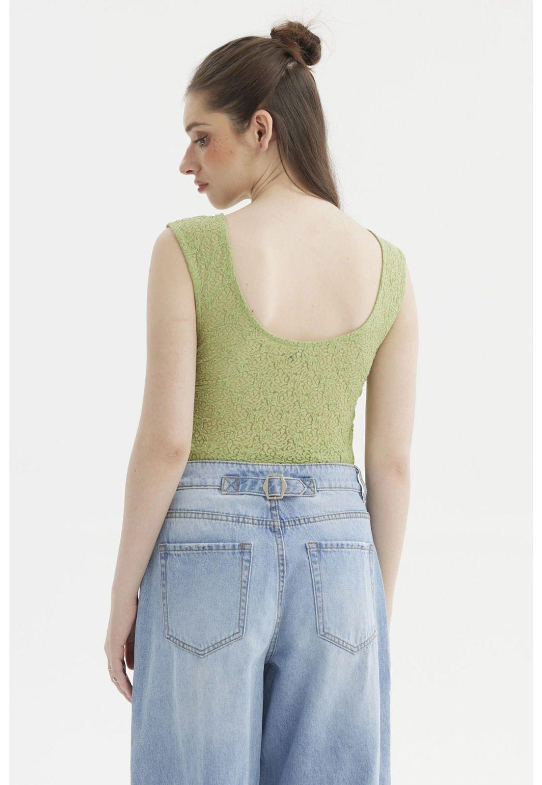 Polera Mujer Encaje Verde-6
