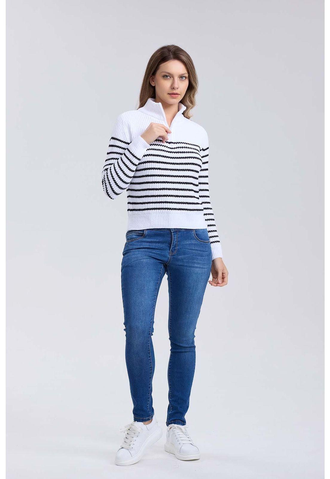 Sweater Mujer Tejido Blanco-3