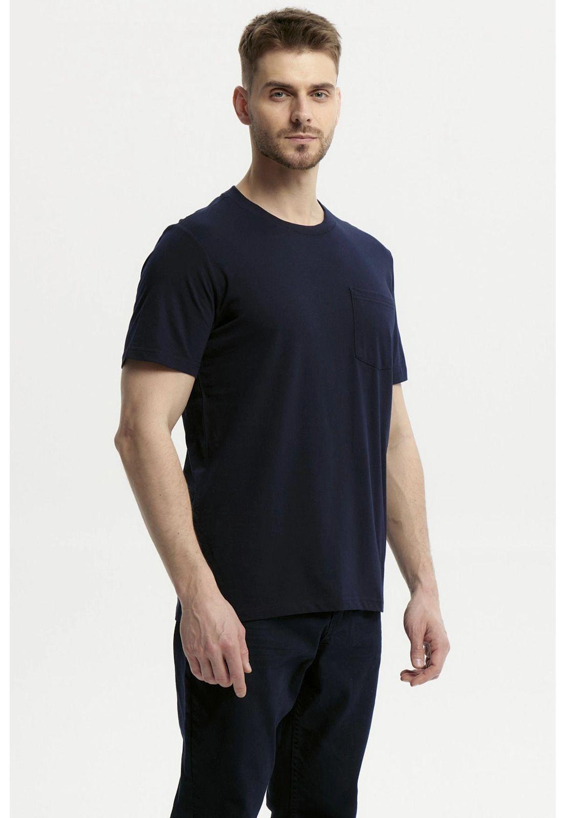 Polera Hombre Básica Con Bolsillo Azul Marino - ll-1