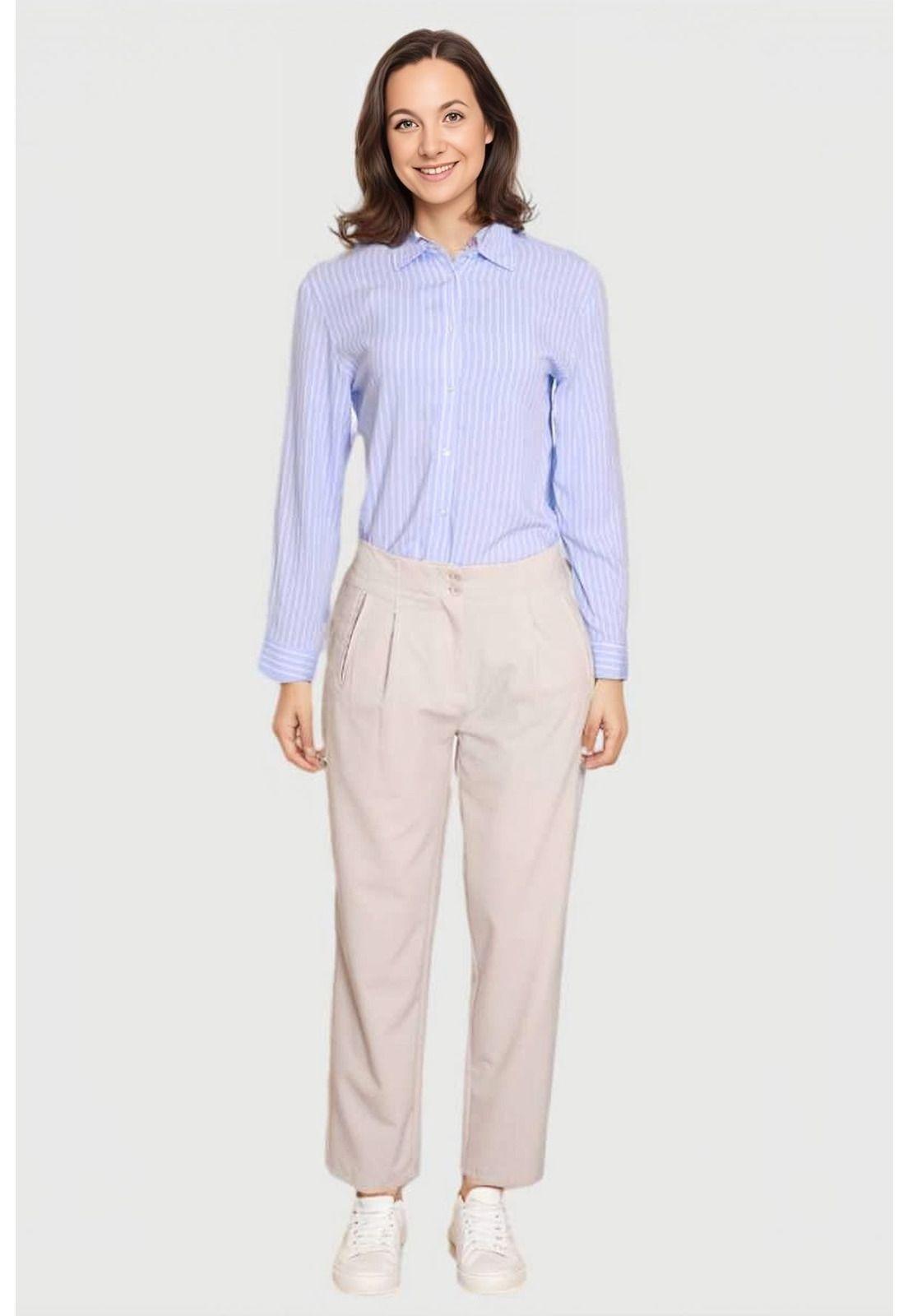 Pantalón Mujer Pinzas Beige-2