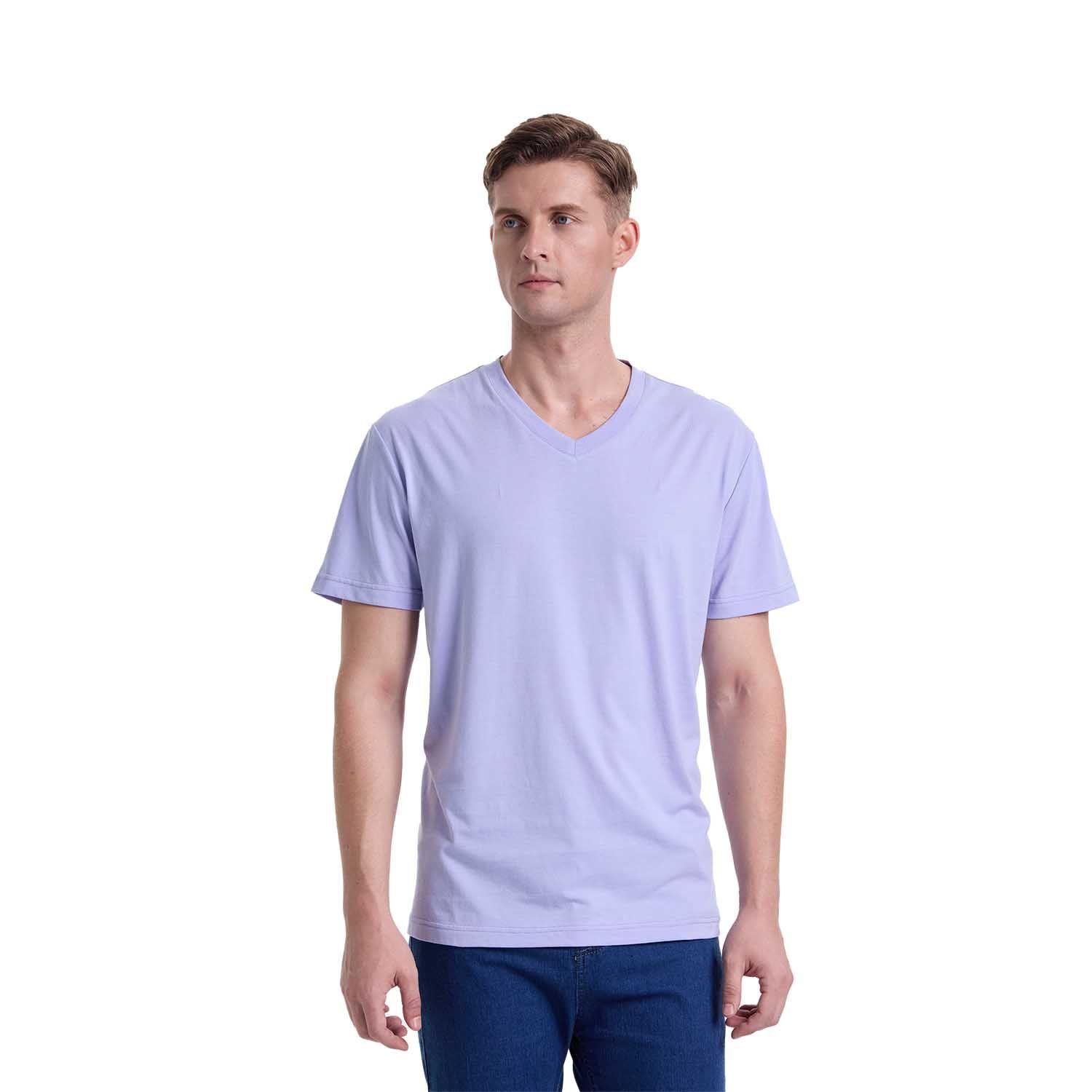 Polera Hombre Cuello V Básica Lila Melange Fashion's Park-0
