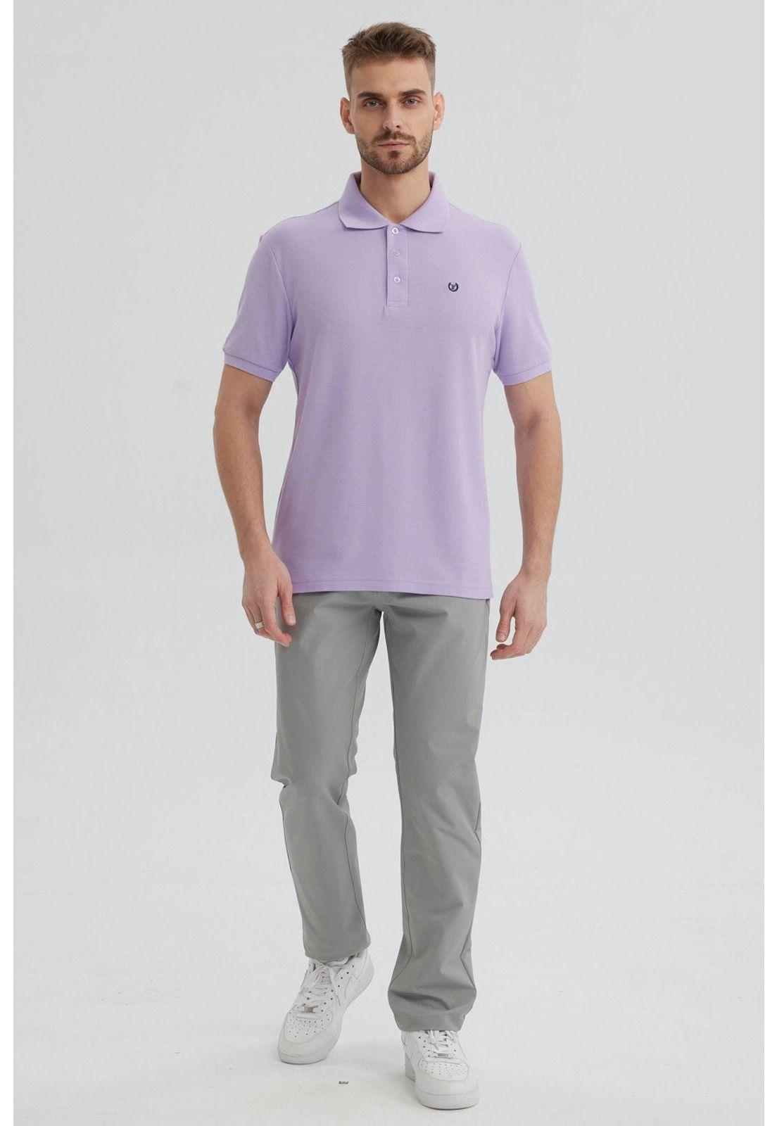 Polera Hombre Piqué Básica Lisa Lila - ll-3