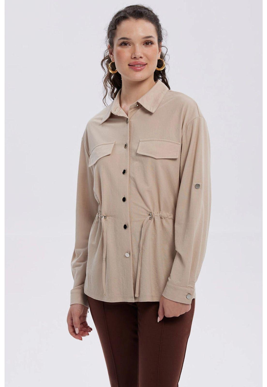 Chaqueta Mujer Over Shirt Beige-0
