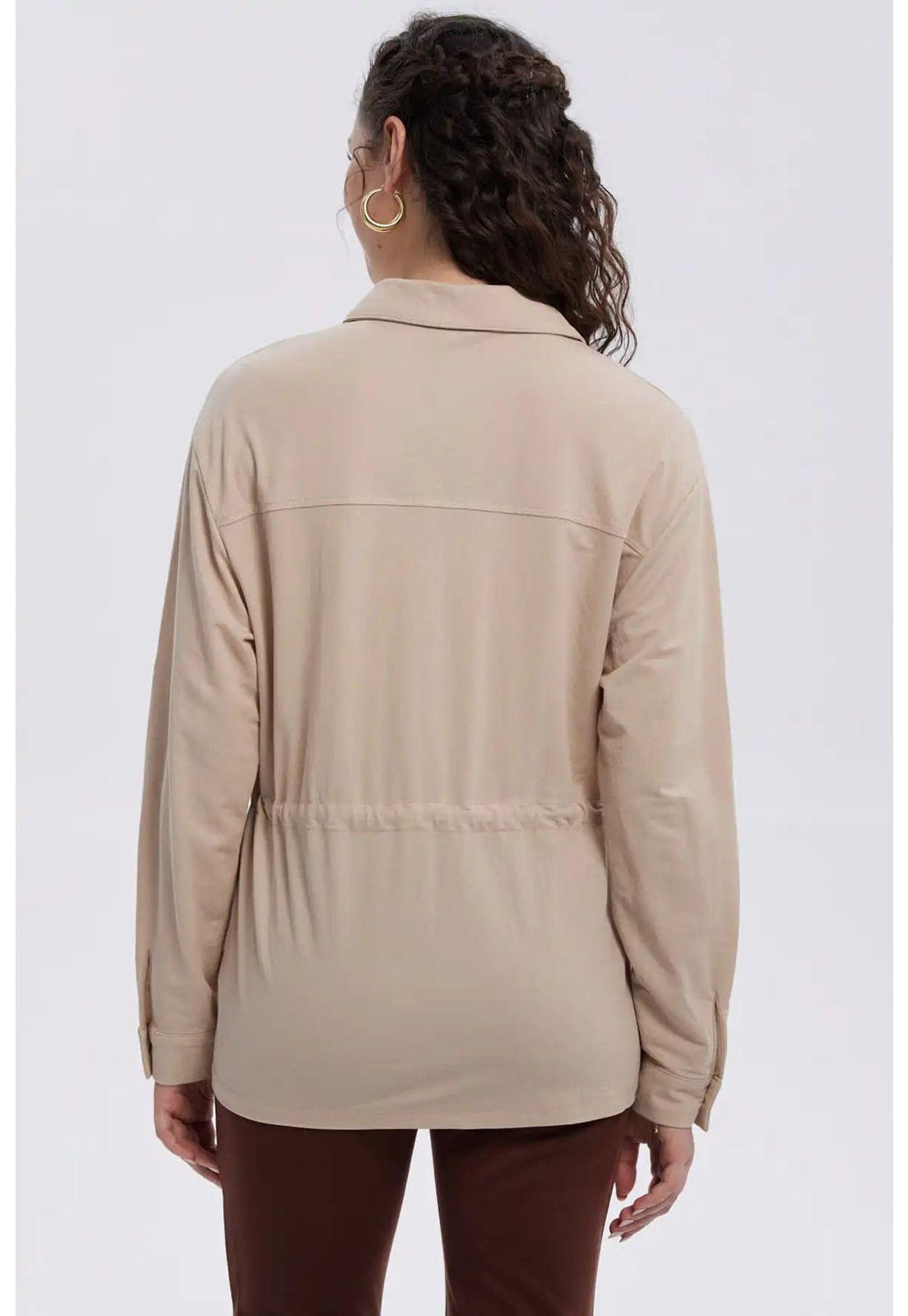 Chaqueta Mujer Over Shirt Beige-2