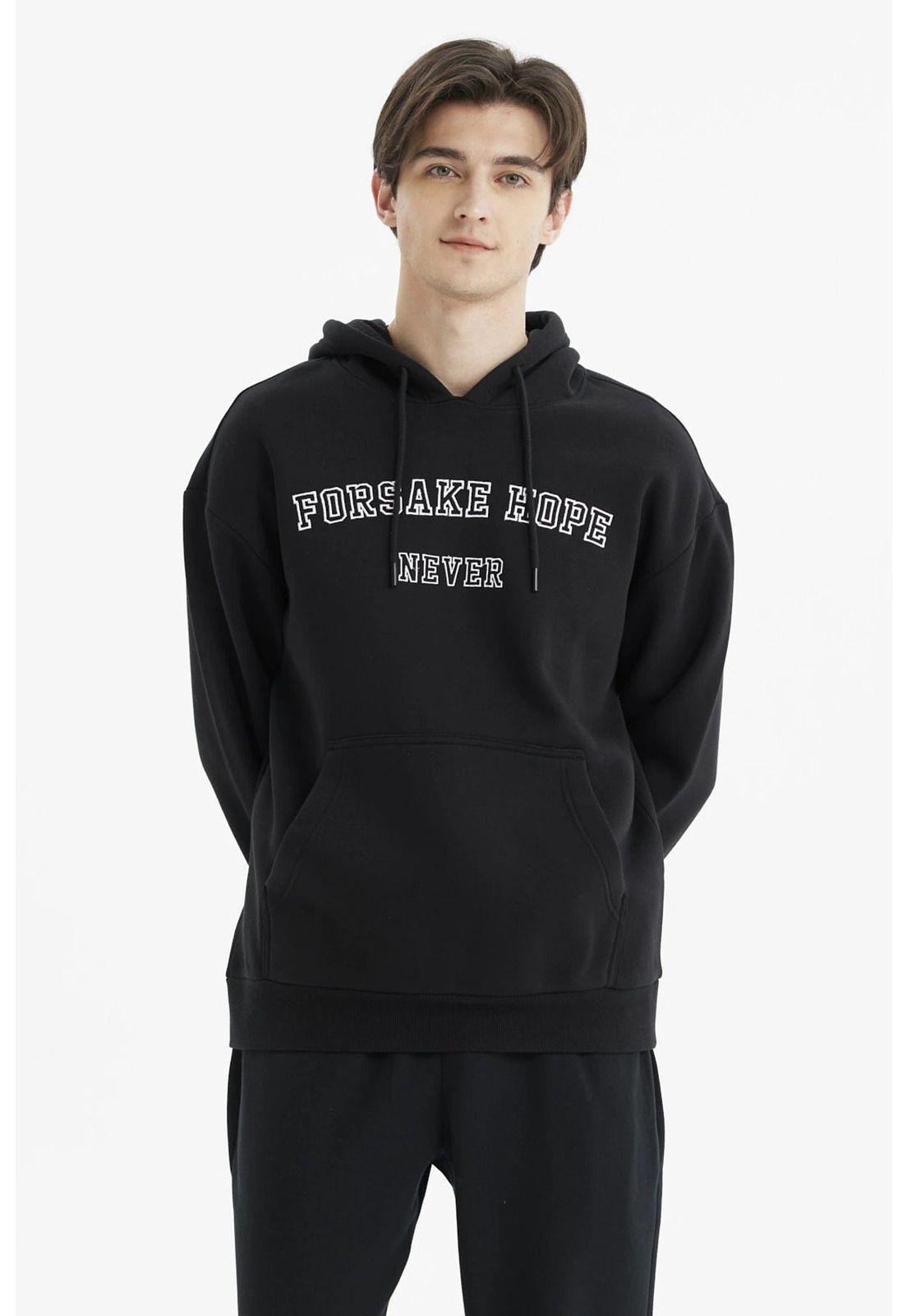 Polerón Hombre Hoodie Print Frontal Negro-0