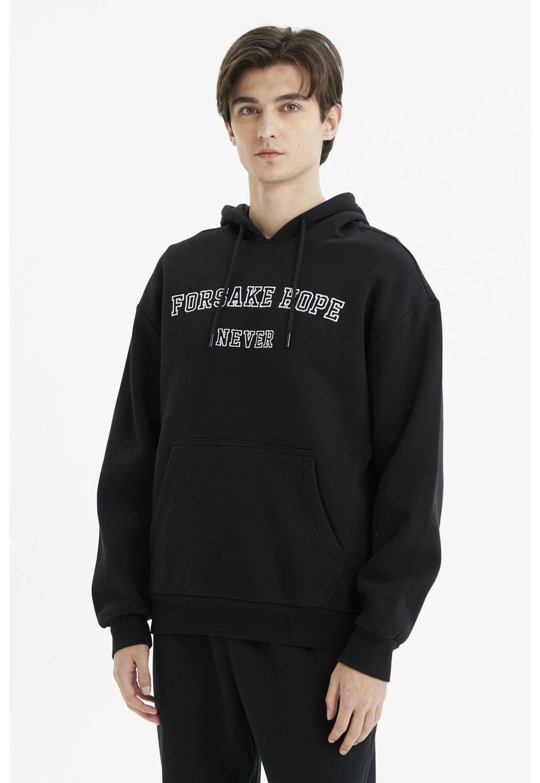 Polerón Hombre Hoodie Print Frontal Negro-1