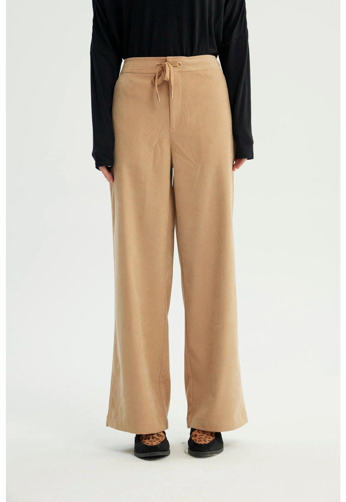 Pantalón Buzo Mujer Calce Recto Beige - ll-0