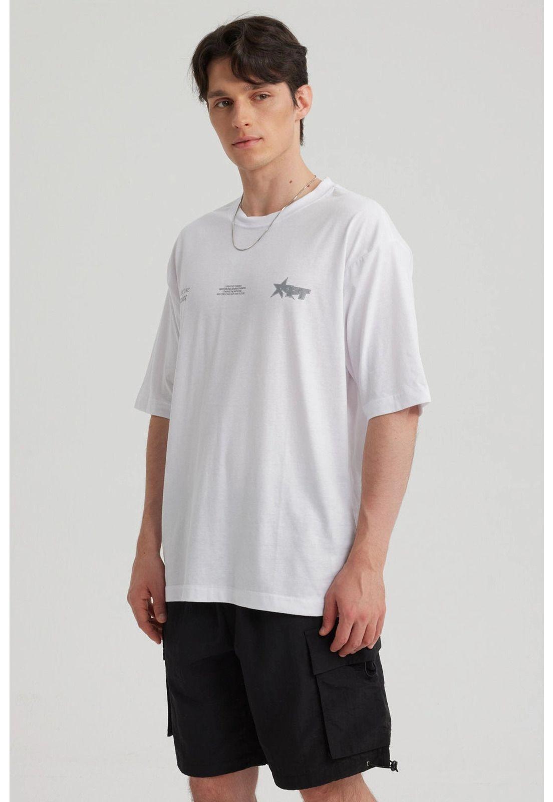 Polera Hombre Estampado Blanco - V-5