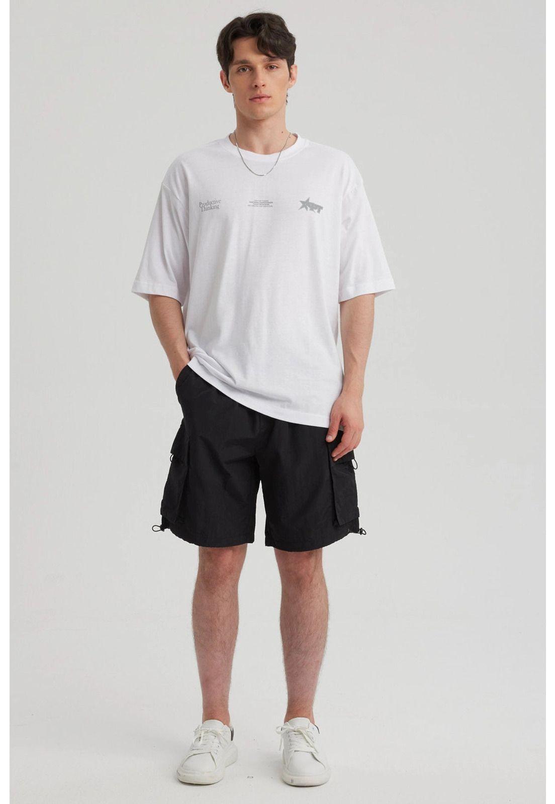 Polera Hombre Estampado Blanco - V-7