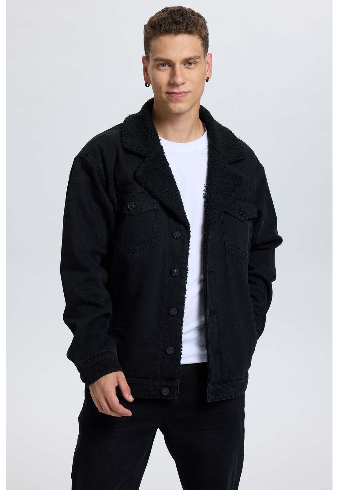 Chaqueta Hombre Mezclilla Negro - ll-0