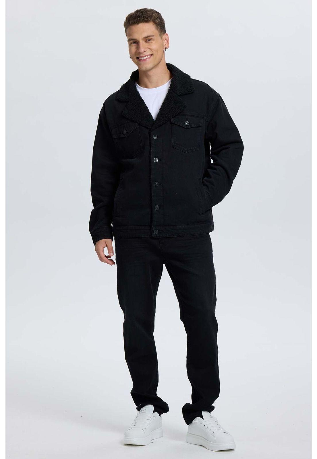 Chaqueta Hombre Mezclilla Negro - ll-3