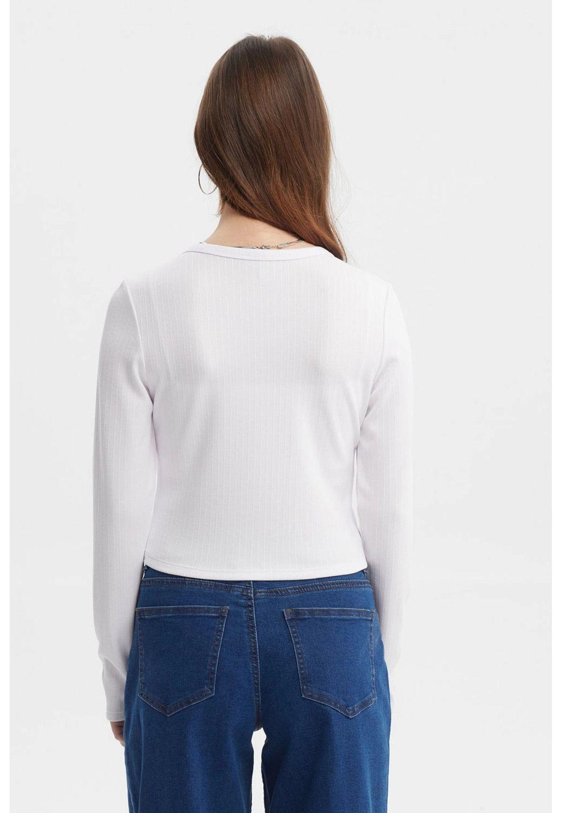 Polera Mujer Corte Diagonal Blanco-2