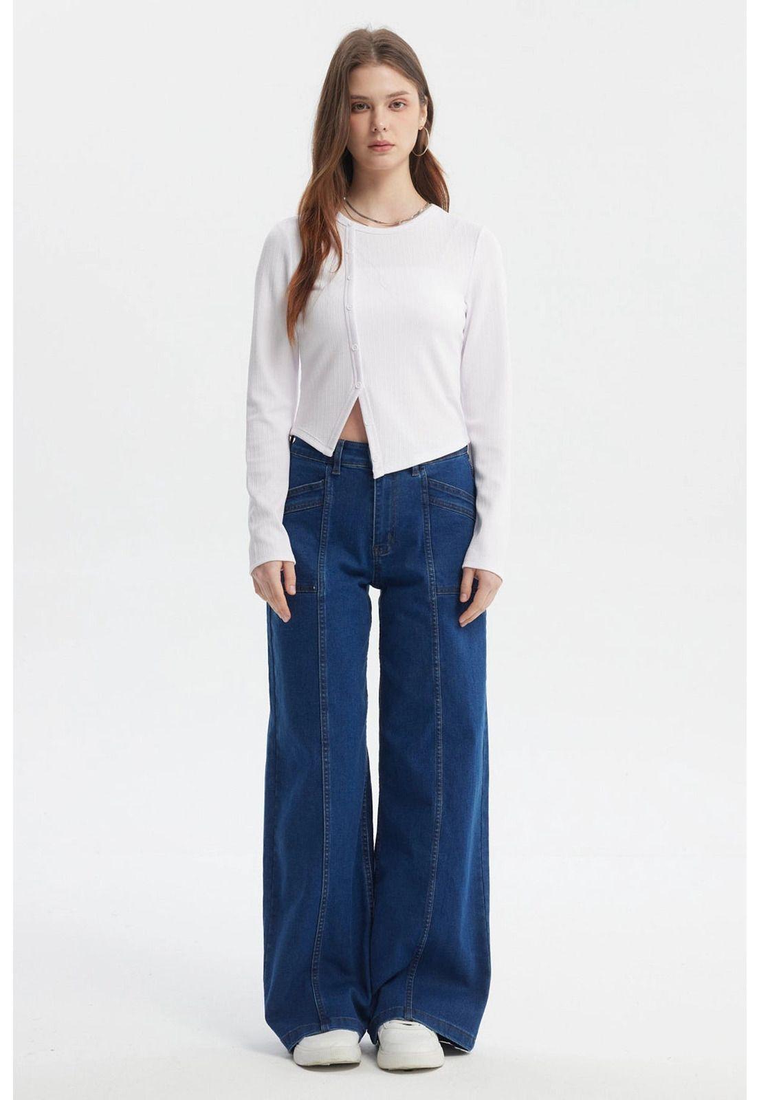 Polera Mujer Corte Diagonal Blanco-3