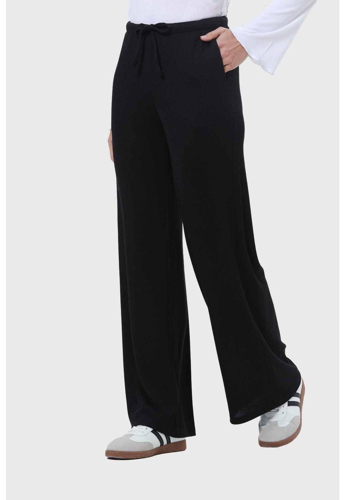 Pantalón Mujer Rib Negro-1