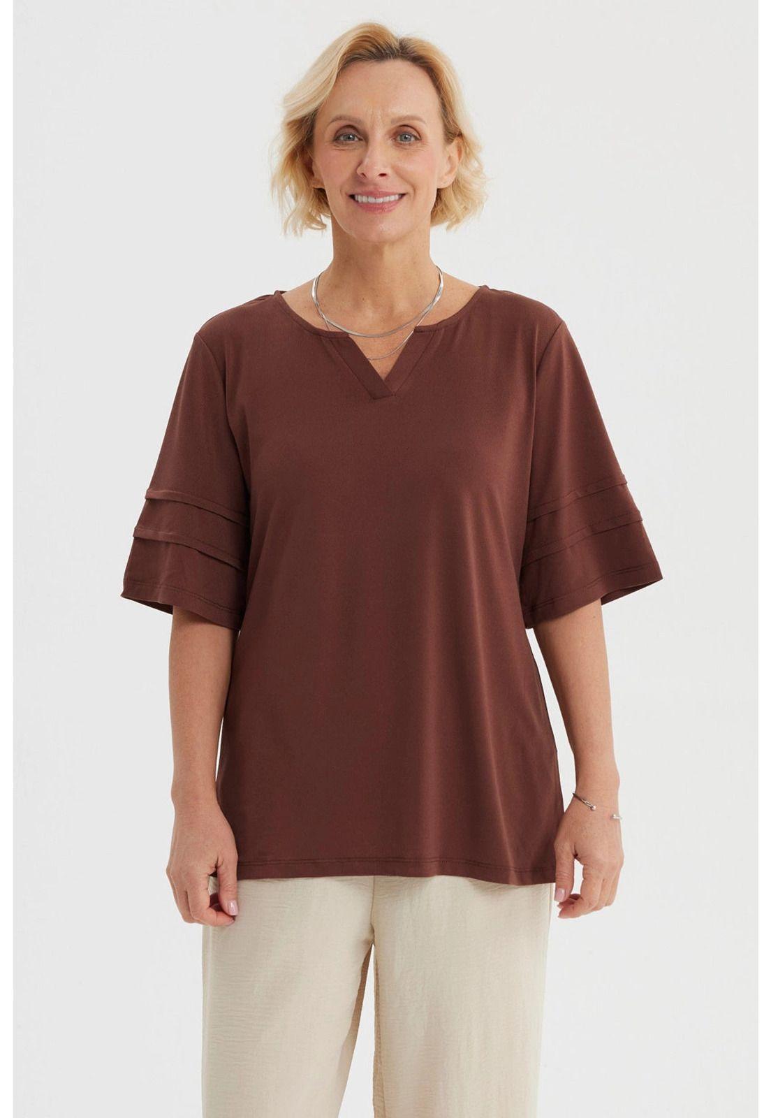 Polera Mujer Textura Café- ll-0